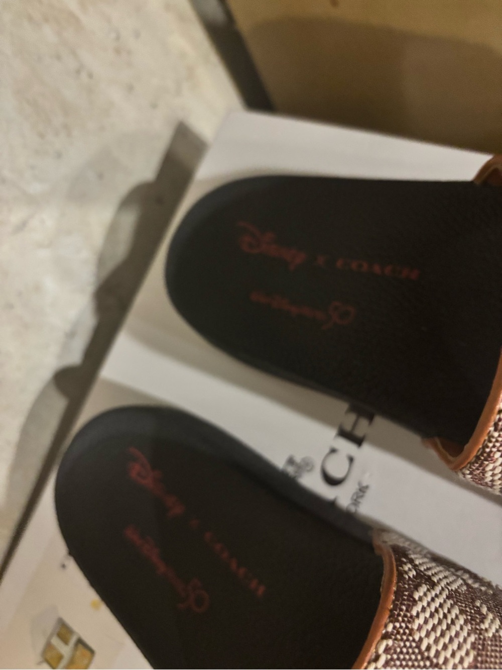 Coach Brown Signature Canvas Mickey Mouse Slide Sandals very lightly used size 9 - Picture 3 of 4